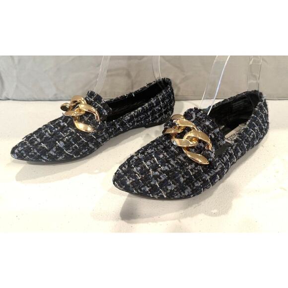 Steve Madden Shoes - Steve Madden Famed Tweed Loafer Womens Shoe Size 6M Blue Silver Slip On Chain